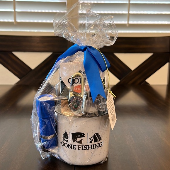 Other - NEW “Gone Fishing” Coffee Mug with Coffee, Flashlight, Compass